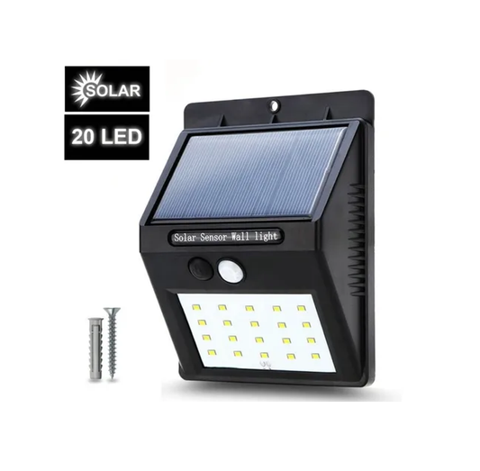 Lámpara Luz Led Exteriores Sensor Movimiento Panel Solar 20l